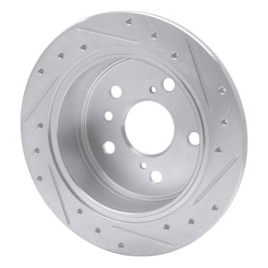 Lexus ES300 Brake Rotor (1) - Rear Left - R1 Concepts - Drilled & Slotted - Silver - `02-`08